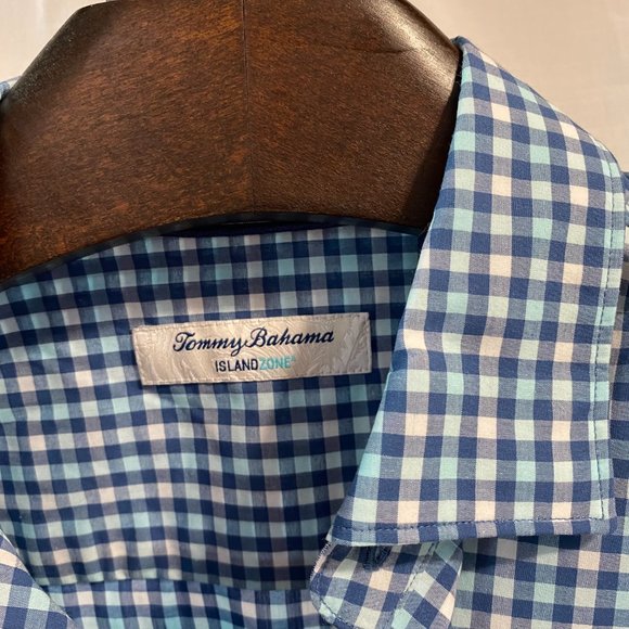 Tommy Bahama Men's Blue Gingham Button Down Small - Picture 3 of 7